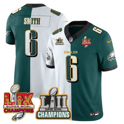 Nike Philadelphia Eagles #6 DeVonta Smith Green and White With Super Bowl LIX Champion jersey