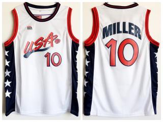 1996 Atlanta Olympic Games American team #10 Reggie Miller White Authentic Stitched USA Jersey