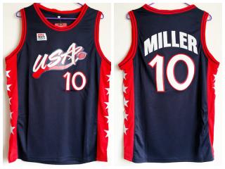 1996 Atlanta Olympic Games American team #10 Reggie Miller dark blue Authentic Stitched USA Jersey