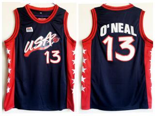 1996 Atlanta Olympic Games USA team dream three USA #13 Shaquille O'Neal dark blue Authentic Stitched USA Jersey