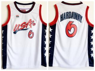 1996 Atlanta Olympic Games USA team dream three USA #6 Penny Hardaway White Authentic Stitched USA Jersey