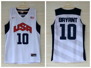 2012 American dream ten team #10 Kobe Bryant white Authentic Stitched USA Jersey