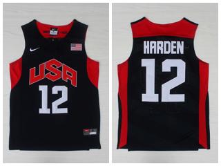 2012 American dream ten team #12 James Harden Blue Authentic Stitched USA Jersey