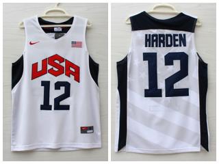 2012 American dream ten team #12 James Harden white Authentic Stitched USA Jersey