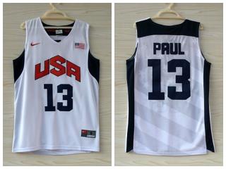 2012 American dream ten team #13 Chris Paul white Authentic Stitched USA Jersey