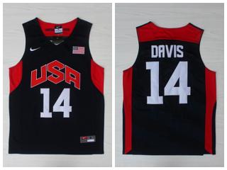 2012 American dream ten team #14 Anthony Davis Blue Authentic Stitched USA Jersey