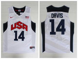 2012 American dream ten team #14 Anthony Davis white Authentic Stitched USA Jersey