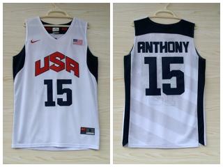2012 American dream ten team #15 Carmelo Anthony white Authentic Stitched USA Jersey