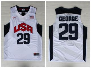 2012 American dream ten team #29 Paul George White Authentic Stitched USA Jersey