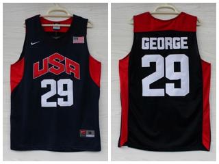 2012 American dream ten team #29 Paul George blue Authentic Stitched USA Jersey