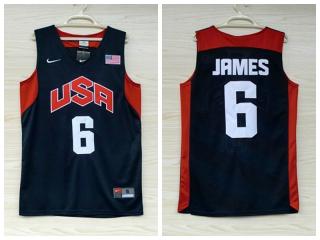 2012 American dream ten team #6 Lebron James Blue Authentic Stitched USA Jersey
