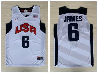 2012 American dream ten team #6 Lebron James white Authentic Stitched USA Jersey