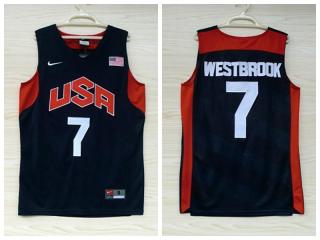 2012 American dream ten team #7 Russell Westbrook Blue Authentic Stitched USA Jersey