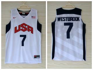 2012 American dream ten team #7 Russell Westbrook white Authentic Stitched USA Jersey