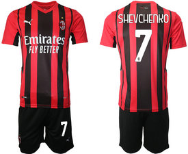 2021-22 AC milan #7 SHEVCHENKO Home Soccer Club Jersey