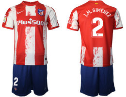 2021-22 Atletico Madrid #2 J.M.Gimenez Home Soccer Club Jersey