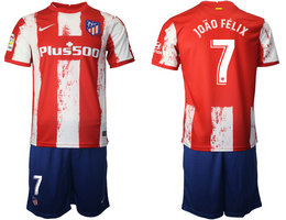 2021-22 Atletico Madrid #7 Joao felix Home Soccer Club Jersey