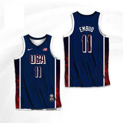 2024 Team USA #11 Joel Embiid Navy Basketball Jerseys
