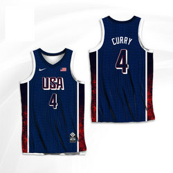 2024 Team USA #4 Stephen Curry Navy Basketball Jerseys