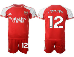 2025-26 Arsenal #12 J.TIMBER With Red shorts home Soccer Club Jerseys