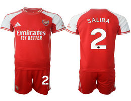 2025-26 Arsenal #2 SALIBA With Red shorts home Soccer Club Jerseys
