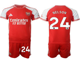 2025-26 Arsenal #24 NELSON With Red shorts home Soccer Club Jerseys