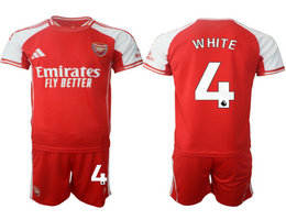 2025-26 Arsenal #4 WHITE With Red shorts home Soccer Club Jerseys