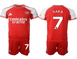 2025-26 Arsenal #7 SAKA With Red shorts home Soccer Club Jerseys