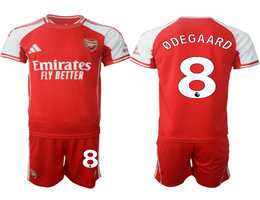 2025-26 Arsenal #8 QDEGAARD With Red shorts home Soccer Club Jerseys