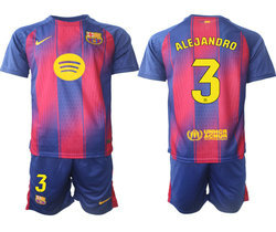 2025-26 Barcelona #3 ALEJANDRO home Soccer Club Jersey