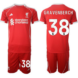 2025-26 Liverpool #38 GRAVENBERCH home Soccer Club Jersey