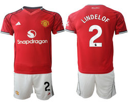 2025-26 Manchester United #2 LINDELOF Home Soccer Club Jersey