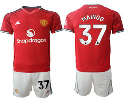 2025-26 Manchester United #37 MAINOO Home Soccer Club Jersey