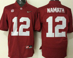 Alabama Crimson Tide #12 Joe Namath Red Authentic Stitched NCAA Jersey
