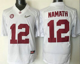 Alabama Crimson Tide #12 Joe Namath White Authentic Stitched NCAA Jersey