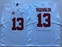 Alabama Crimson Tide #13 Tua Tagovailoa White Authentic College Sitched Football Jersey