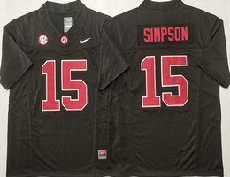 Alabama Crimson Tide #15 Ty Simpson Black Authentic Stitched NCAA Jersey