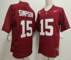 Alabama Crimson Tide #15 Ty Simpson Red Authentic Stitched NCAA Jersey