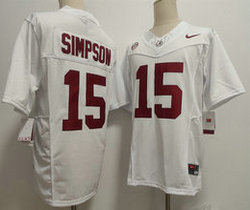 Alabama Crimson Tide #15 Ty Simpson White Authentic Stitched NCAA Jersey