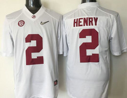 Alabama Crimson Tide #2 Derrick Henry White Authentic Stitched NCAA Jersey