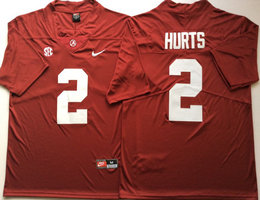 Alabama Crimson Tide #2 Jalen Hurts Red Vapor Untouchable Authentic Stitched College Football Jersey