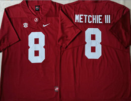 Alabama Crimson Tide #8 John Metchie III Red Vapor Untouchable Authentic Stitched NCAA Jersey