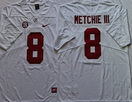 Alabama Crimson Tide #8 John Metchie III White Vapor Untouchable Authentic Stitched NCAA Jersey