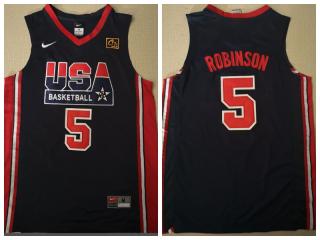 American dream ten team #5 David Robinson's blue Authentic Stitched USA Jersey