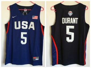 American dream ten team #5 Kevin Durant Blue Authentic Stitched USA Jersey