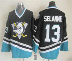 Anaheim Ducks #13 Teemu Selanne Black Throwback Authentic Stitched NHL Jersey