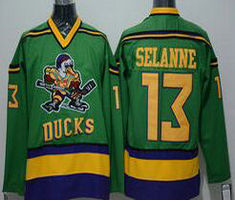 Anaheim Ducks #13 Teemu Selanne Green Throwback CCM Authentic Stitched NHL jersey