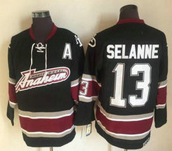 Anaheim Ducks #13 Teemu Selanne Throwback Black Authentic Stitched NHL Jersey