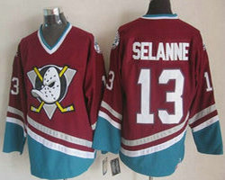 Anaheim Ducks #13 Teemu Selanne red Throwback Authentic Stitched NHL Jersey