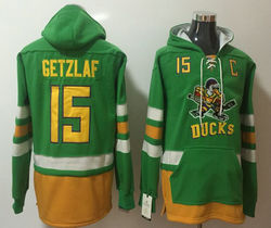 Anaheim Ducks #15 Ryan Getzlaf Green Authentic Stitched NHL Hoodies